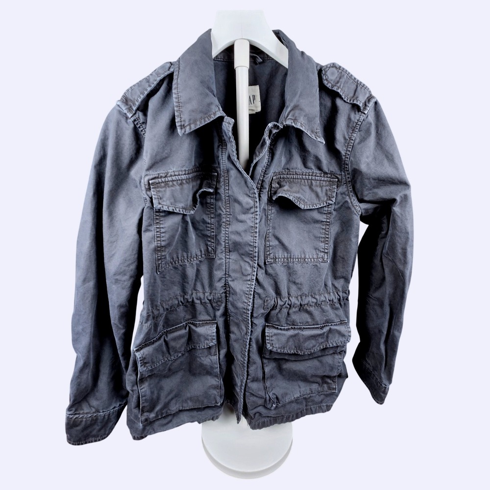 Gap Womens Utility Field Jacket Moonlight Night Gray Cotton S 520809-01
